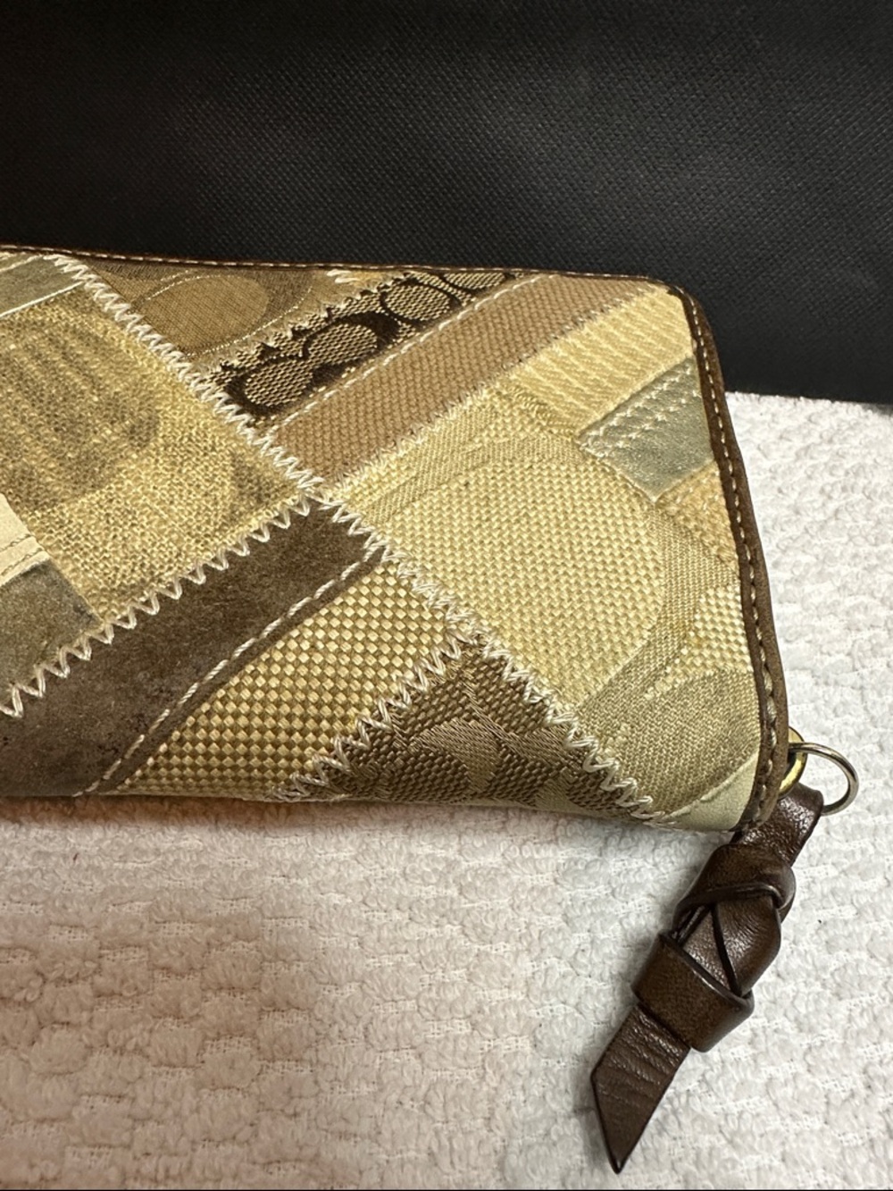 Coach Gold and Brown Patchwork Zip Wallet - Picture 8 of 11